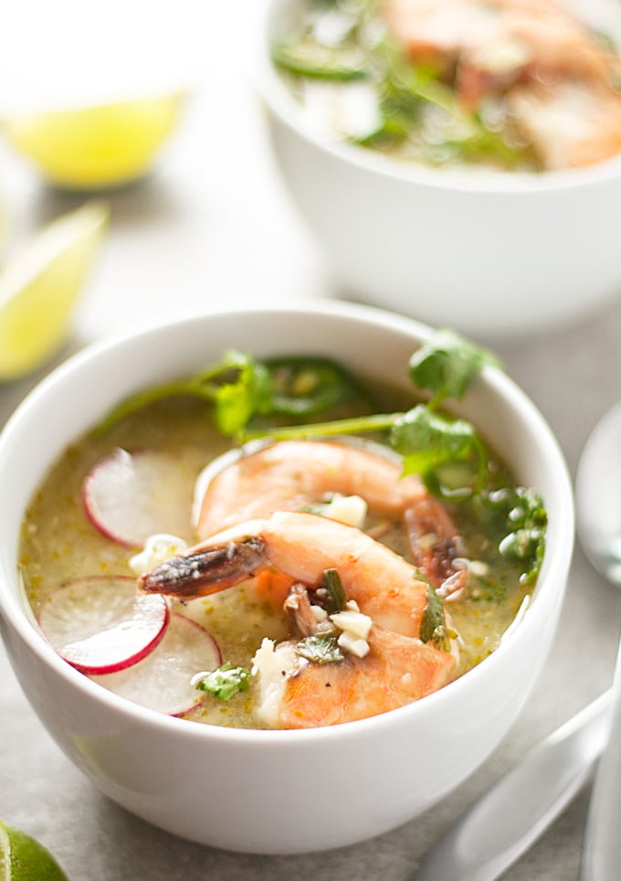 Green Posole With Garlic Lime Shrimp | Cooking Goals
