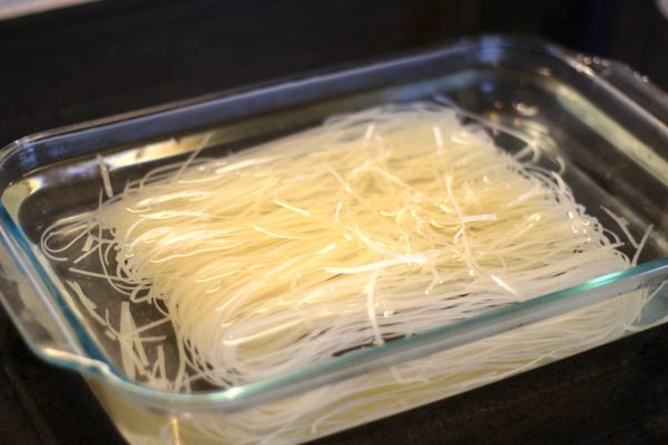 Soaking the noodles in warm water was the first step.